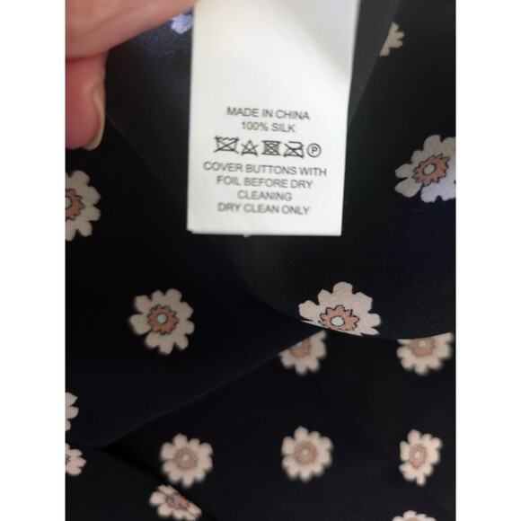 Kate Spade 100% Silk NWT  Pleated Sleeveless Floral Top Blouse Black Pink White - Picture 6 of 6